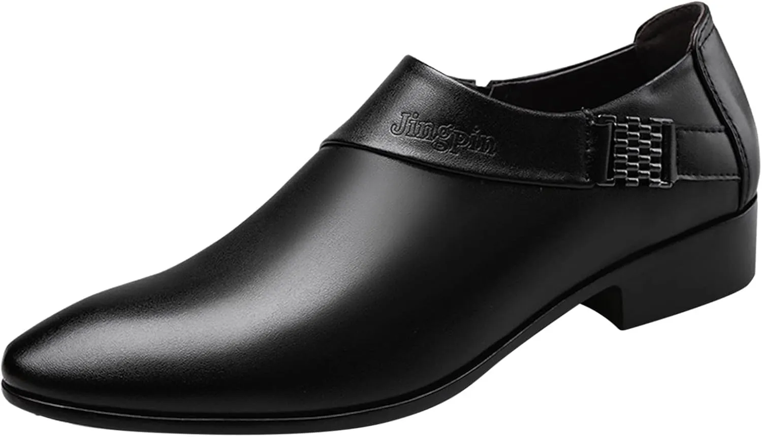 Mens Casual Leather Boots with Buckle Strap Waterproof Dress Shoes for Men Business Matte Leather Shoes Elegant Dating Suit Shoe for Men Low Heel Formal Shoe Supple Dressy Monk