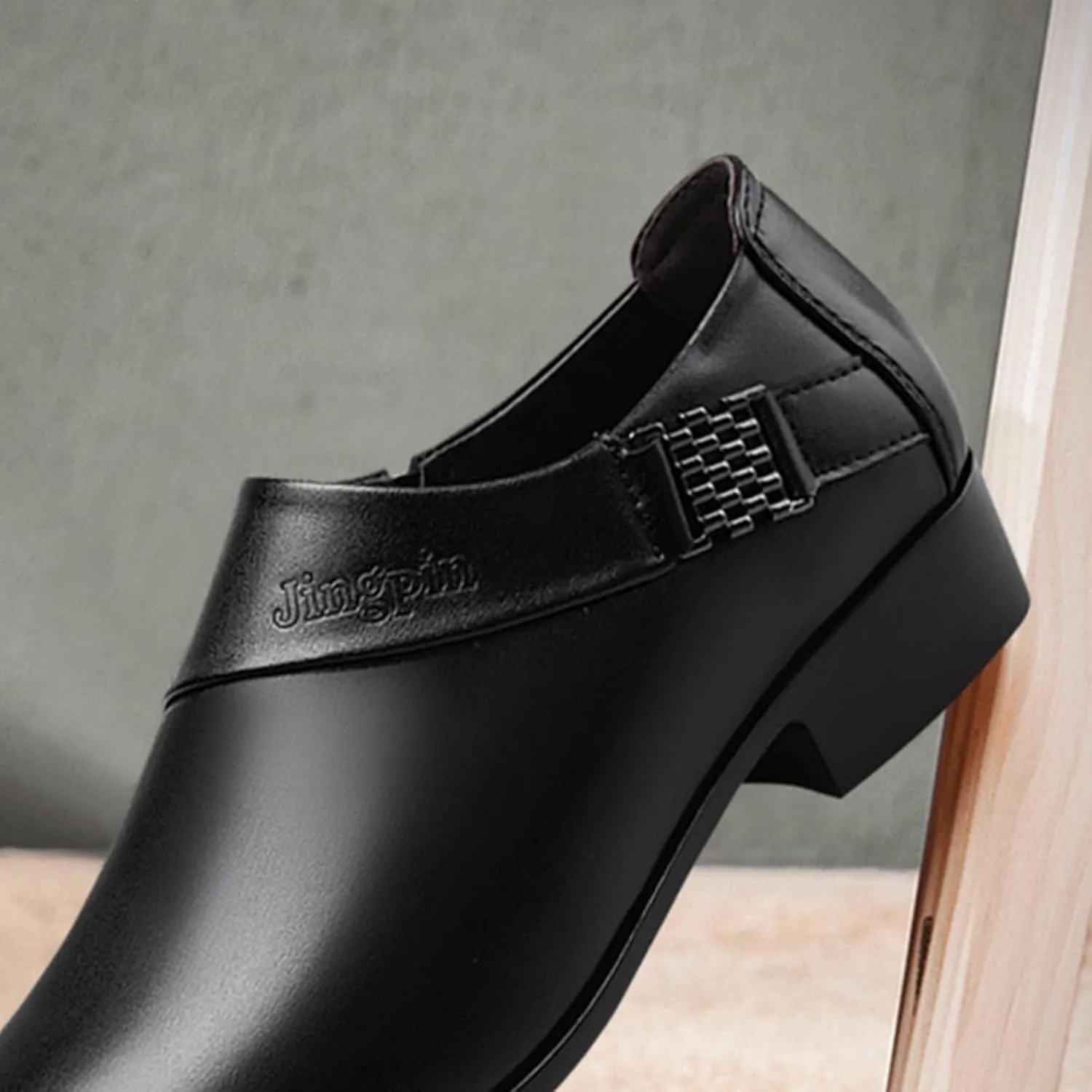 Mens Casual Leather Boots with Buckle Strap Waterproof Dress Shoes for Men Business Matte Leather Shoes Elegant Dating Suit Shoe for Men Low Heel Formal Shoe Supple Dressy Monk