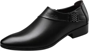 Mens Casual Leather Boots with Buckle Strap Waterproof Dress Shoes for Men Business Matte Leather Shoes Elegant Dating Suit Shoe for Men Low Heel Formal Shoe Supple Dressy Monk