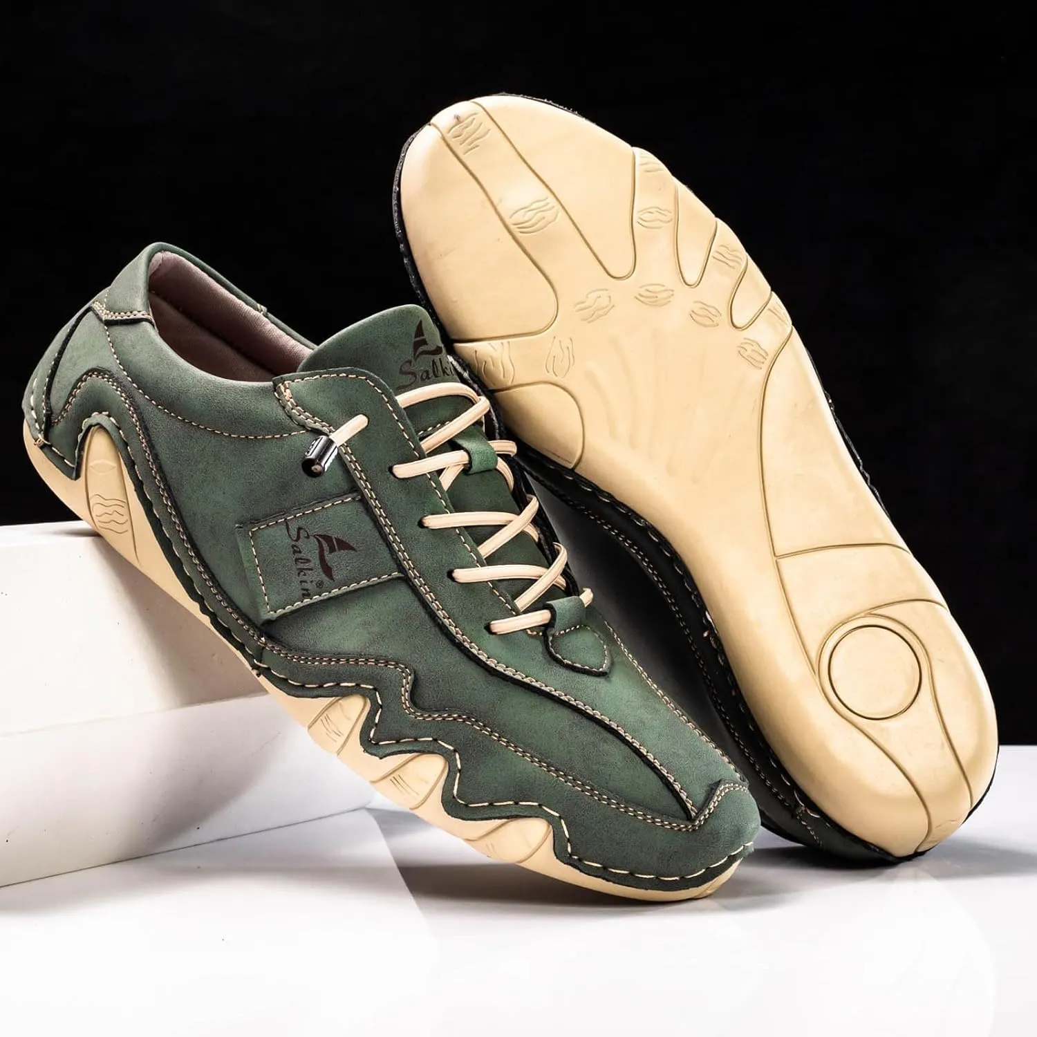 Men's Casual Leather Fashion Sneakers Ankle Chukka Boots Slip On Lightweight Loafers Walking Casual Dress Sneaker