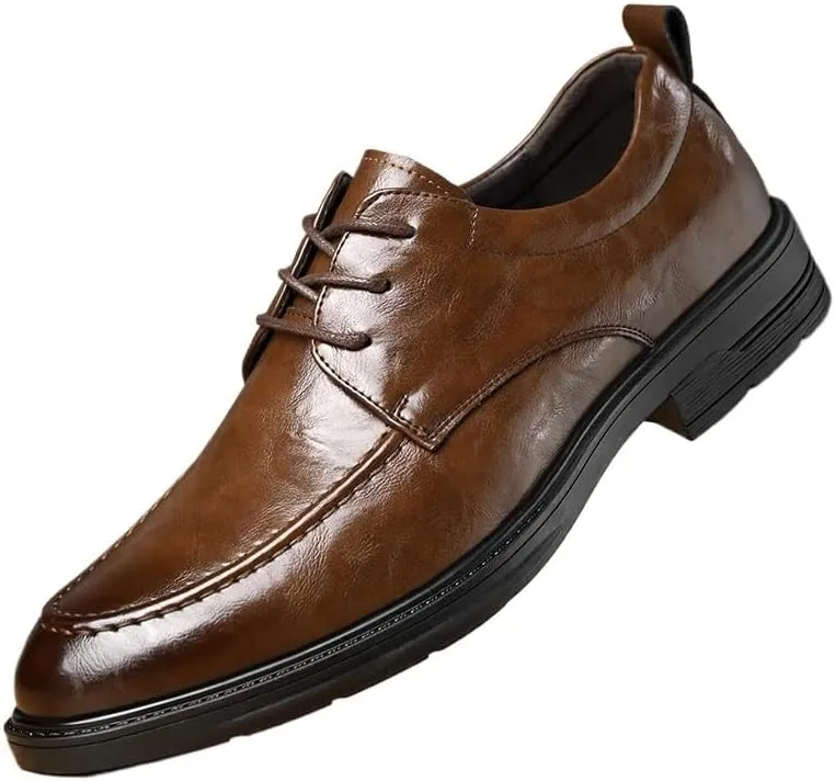 Mens Commuter Slip-Resistant Lightweight Breathable Easy to Walk Two Tone Leather Loafers Shoes Non-Slip Lug Sole PU Upper