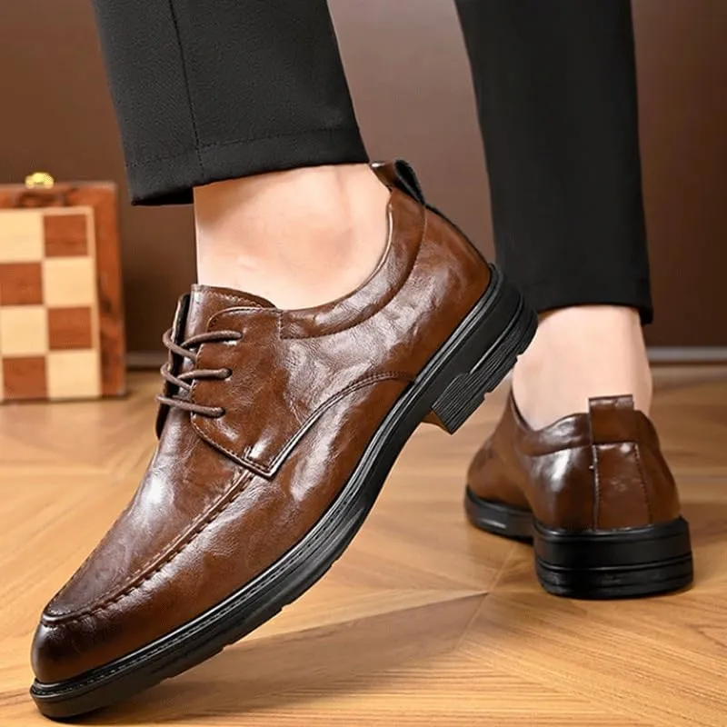 Mens Commuter Slip-Resistant Lightweight Breathable Easy to Walk Two Tone Leather Loafers Shoes Non-Slip Lug Sole PU Upper