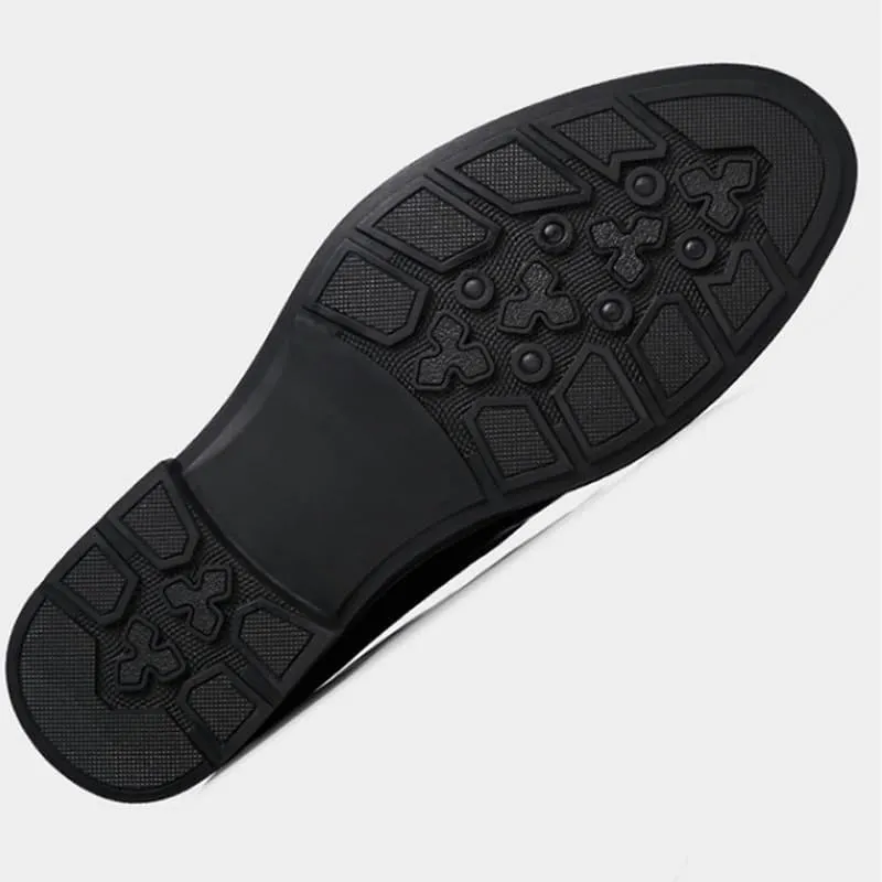 Mens Commuter Slip-Resistant Lightweight Breathable Easy to Walk Two Tone Leather Loafers Shoes Non-Slip Lug Sole PU Upper