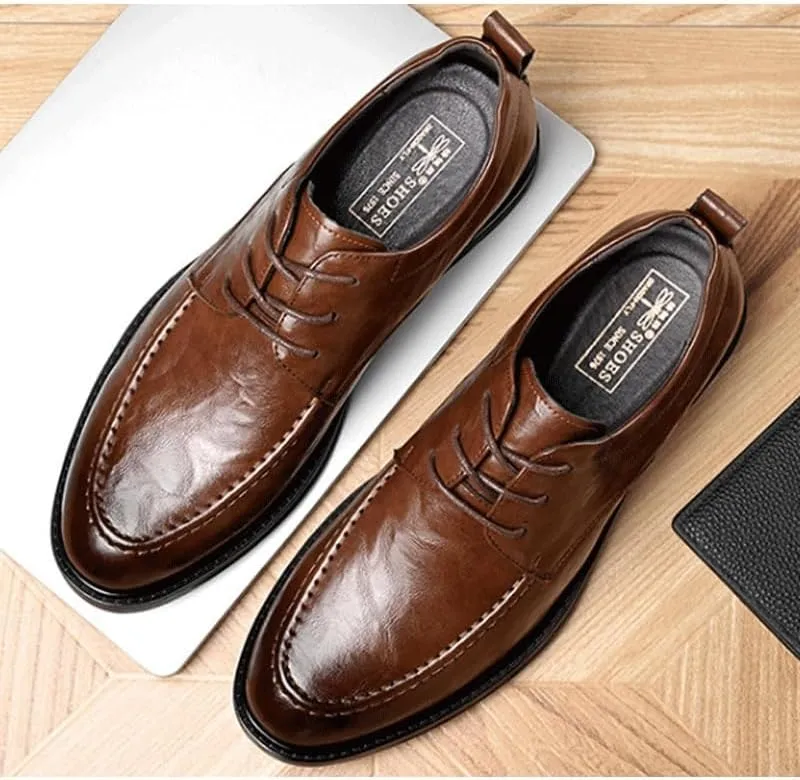 Mens Commuter Slip-Resistant Lightweight Breathable Easy to Walk Two Tone Leather Loafers Shoes Non-Slip Lug Sole PU Upper