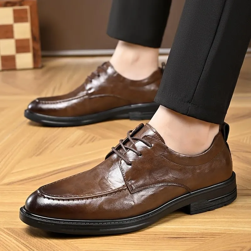 Mens Commuter Slip-Resistant Lightweight Breathable Easy to Walk Two Tone Leather Loafers Shoes Non-Slip Lug Sole PU Upper