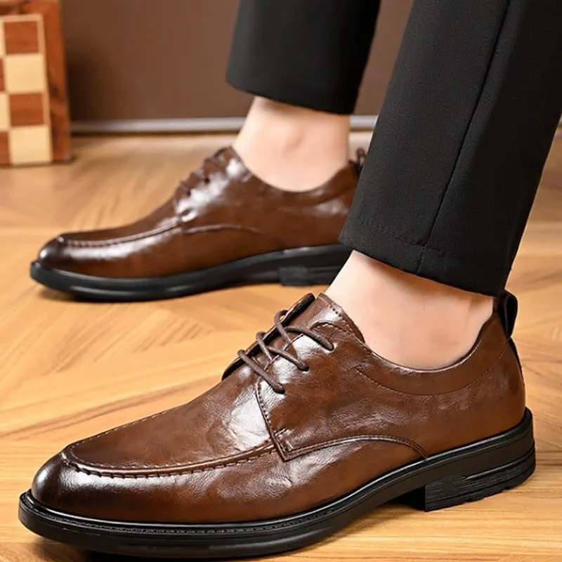 Mens Commuter Slip-Resistant Lightweight Breathable Easy to Walk Two Tone Leather Loafers Shoes Non-Slip Lug Sole PU Upper