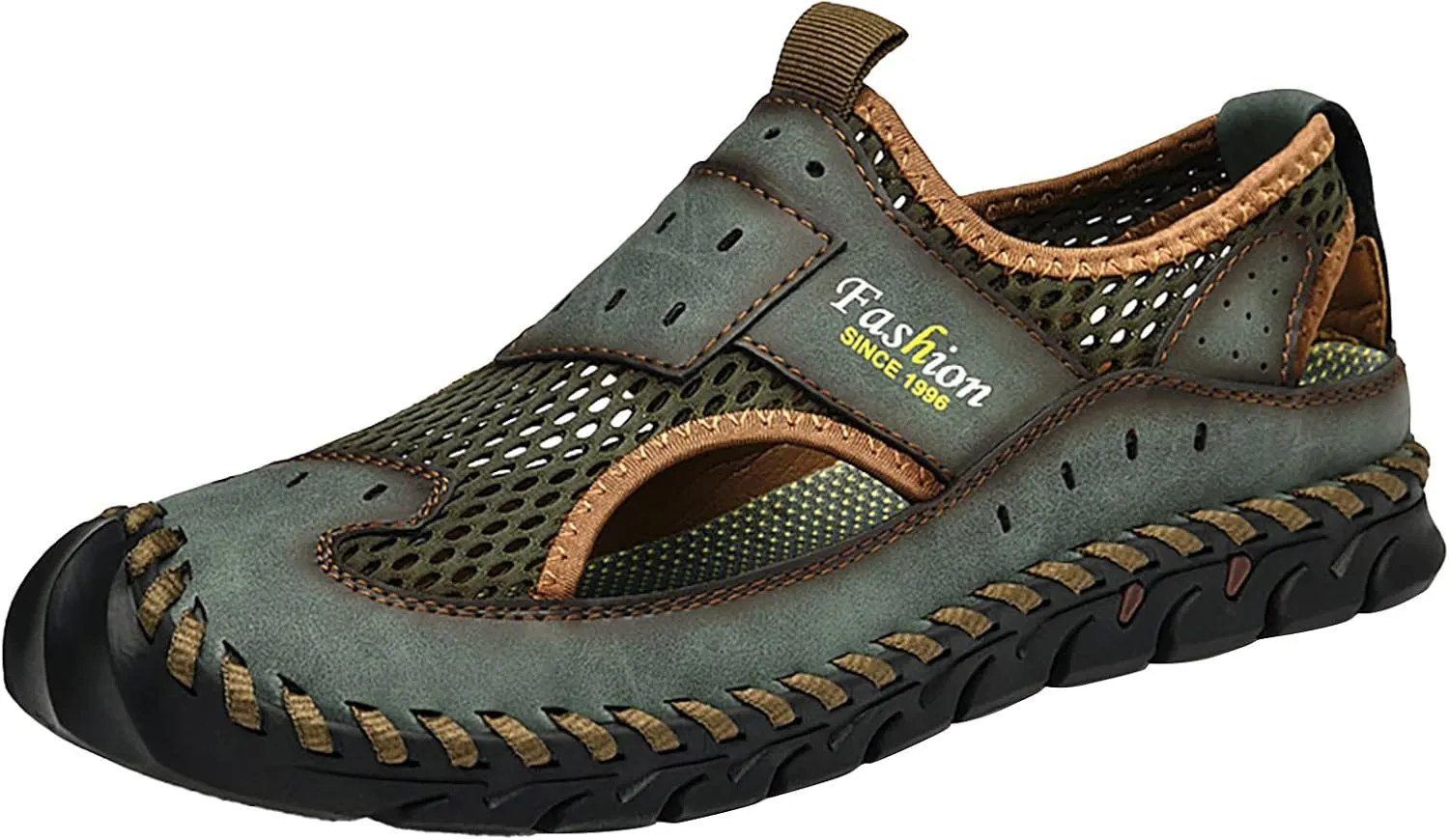 Mens Cork Sandals 2025 Men's New Versatile Trendy Handmade Large Beach Shoes Hollow Mesh Shoes Mens Hydro Sandals