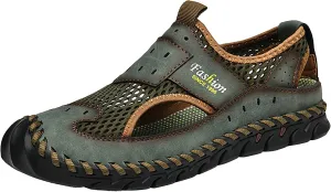 Mens Cork Sandals 2025 Men's New Versatile Trendy Handmade Large Beach Shoes Hollow Mesh Shoes Mens Hydro Sandals