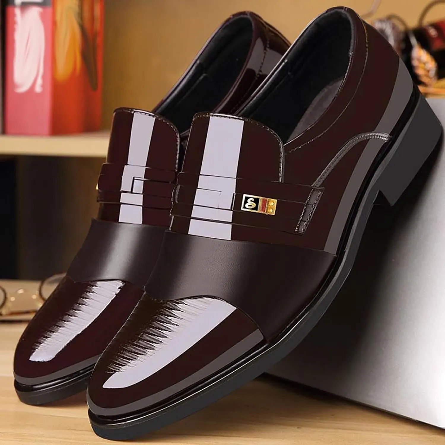 Men's Dress Shoes Wide Width 4e Men's Shoes Business Casual Cowhide Shoes Fashion Formal Shoes for Men without Lace