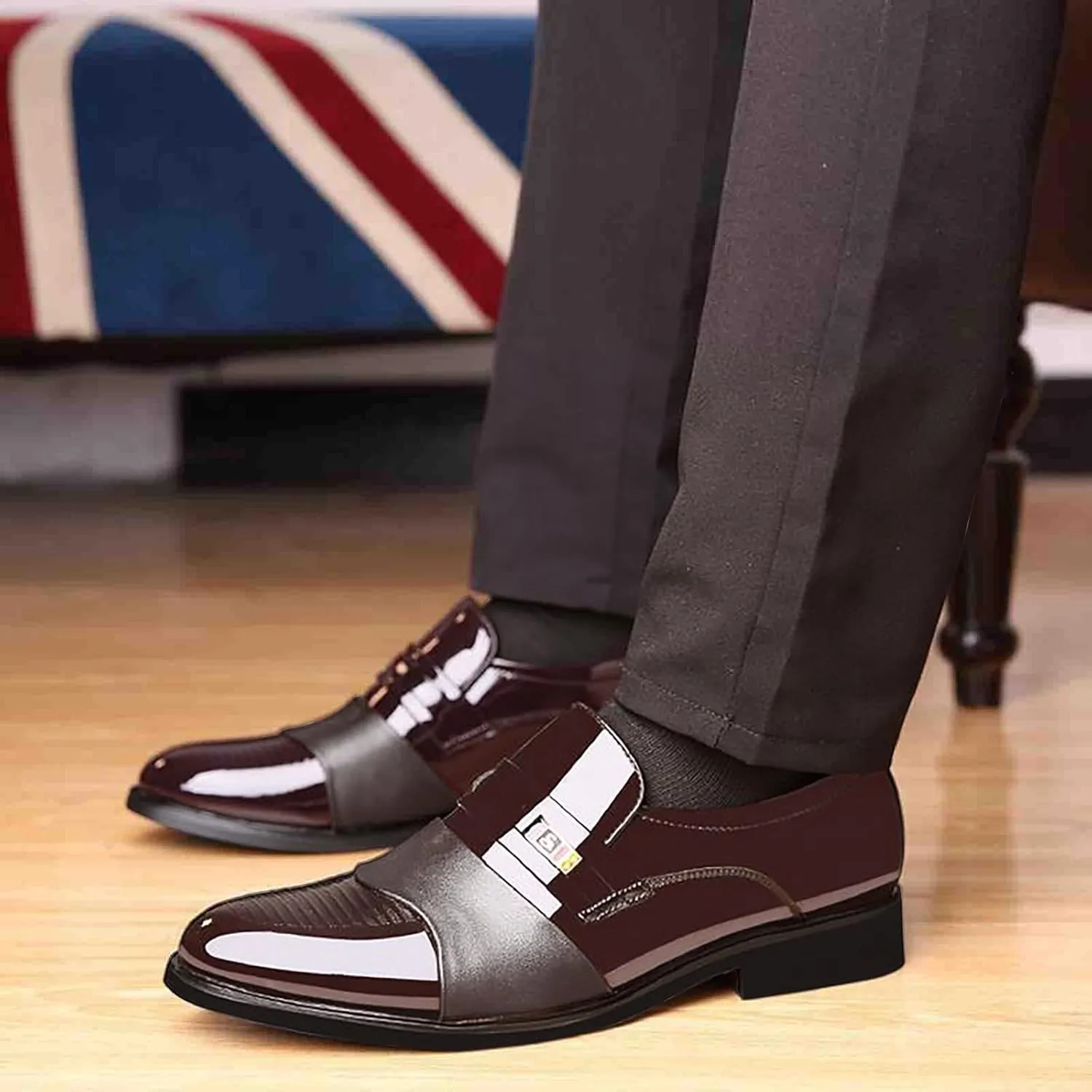 Men's Dress Shoes Wide Width 4e Men's Shoes Business Casual Cowhide Shoes Fashion Formal Shoes for Men without Lace