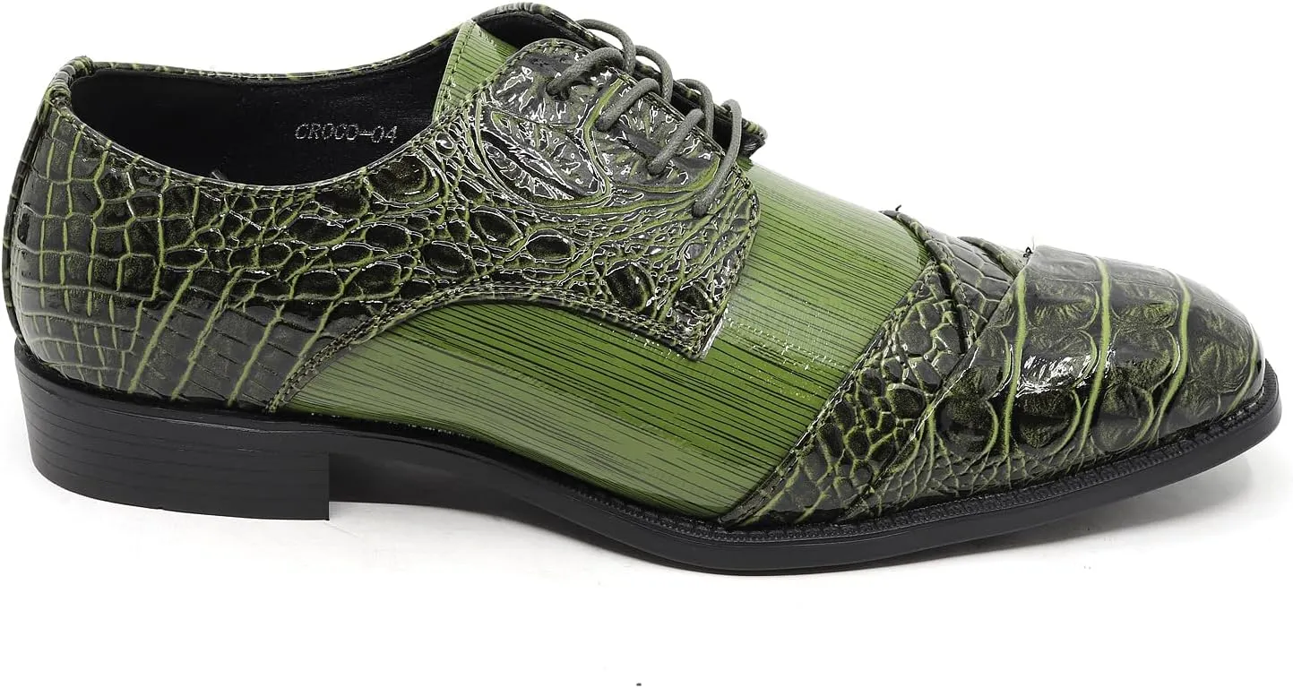 Men's Formal Fashion Tuxedo Wedding Lace Up Cap Toe Dress Shoe croco-04