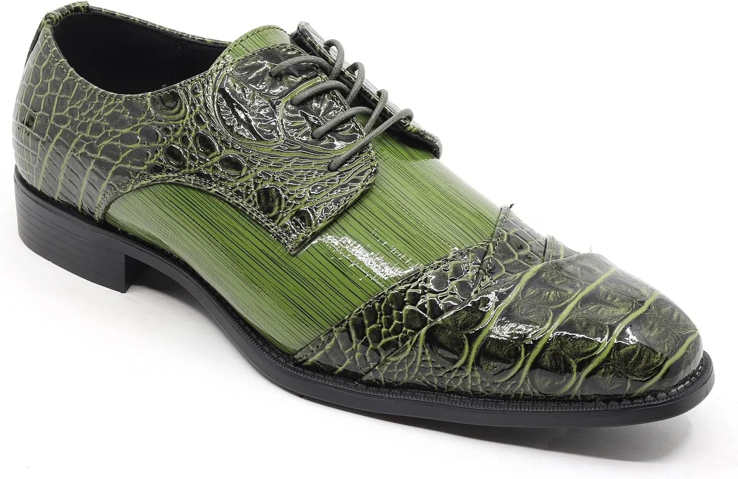 Men's Formal Fashion Tuxedo Wedding Lace Up Cap Toe Dress Shoe croco-04