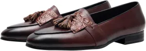 Men's Genuine Leather Tassel Loafers - Slip-On Dress Shoes for Casual, Business, Wedding & Prom - Modern Penny Loafers for Suits & Tuxedos