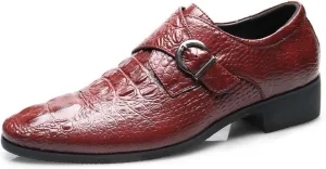 Mens Loafers Casual Dress Leather Buckle Loafers Prom Wedding Fashion Crocodile Skin Texture Moccasins Business Tuxedo Shoes for Men