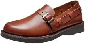 Men's Slip-on Loafers Causal Modern Genuine Leather Mocasines Fashion Business Shoes with Non-Slip Sole