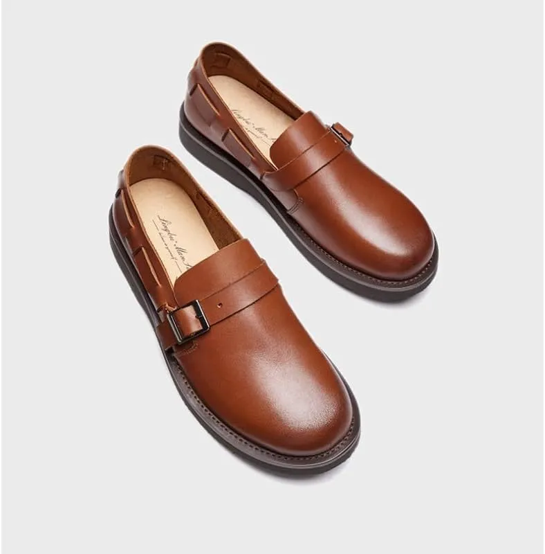 Men's Slip-on Loafers Causal Modern Genuine Leather Mocasines Fashion Business Shoes with Non-Slip Sole