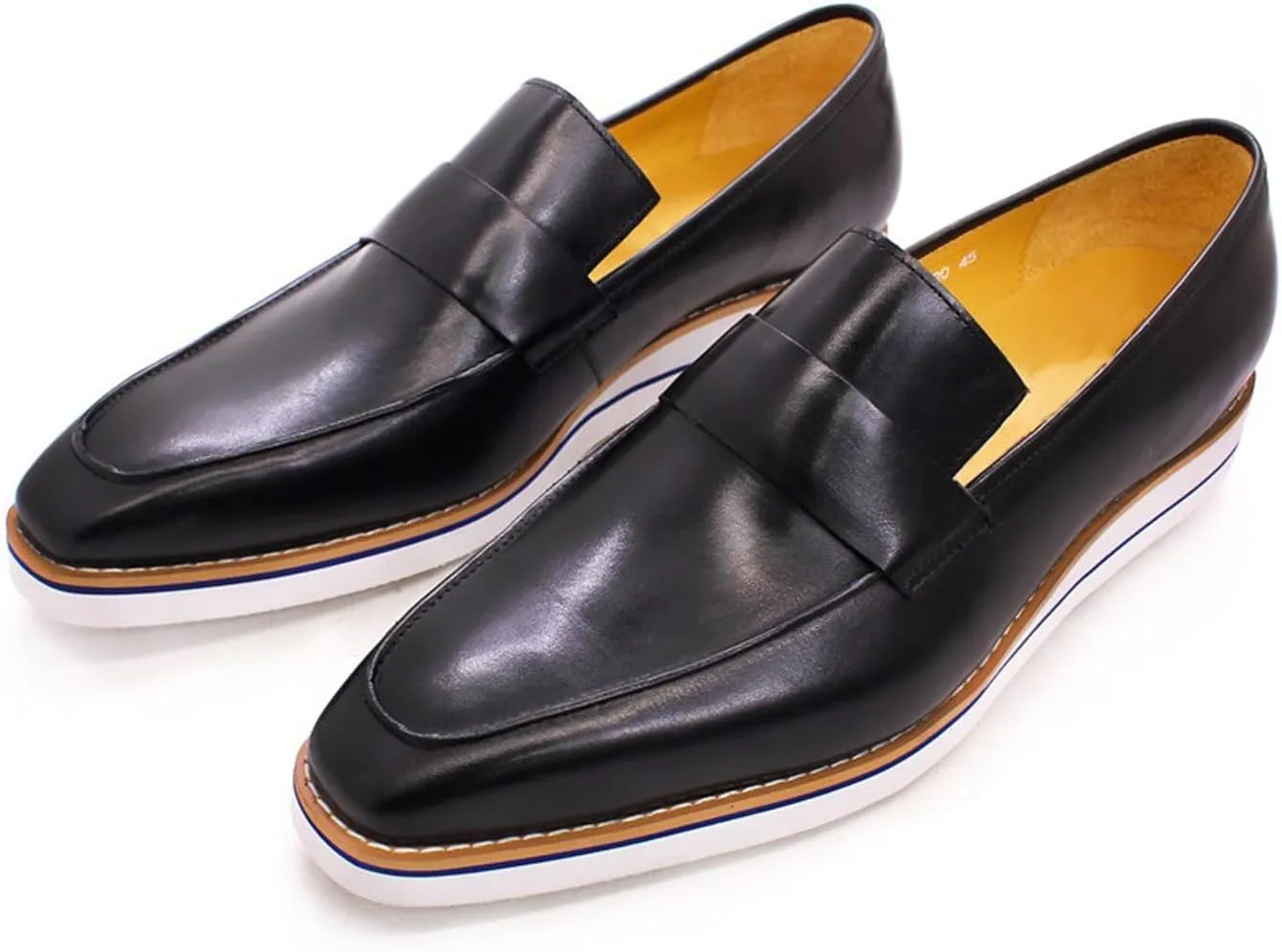 Mens Slip On Shoes Casual Dress Penny Loafers Genuine Leather Lightweight Flat Shoes Prom Wedding Business Mocasines Fashion Comfortable Tuexdo Shoes for Men