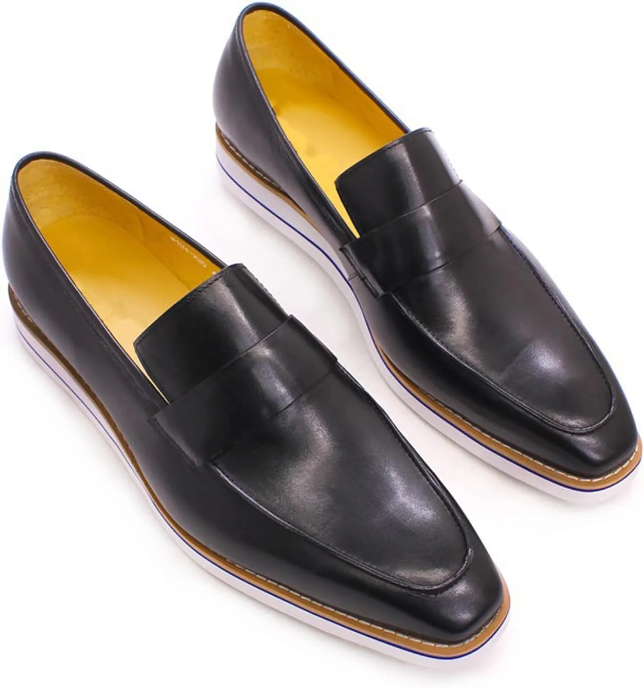 Mens Slip On Shoes Casual Dress Penny Loafers Genuine Leather Lightweight Flat Shoes Prom Wedding Business Mocasines Fashion Comfortable Tuexdo Shoes for Men