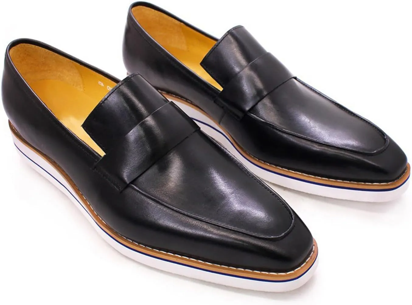 Mens Slip On Shoes Casual Dress Penny Loafers Genuine Leather Lightweight Flat Shoes Prom Wedding Business Mocasines Fashion Comfortable Tuexdo Shoes for Men