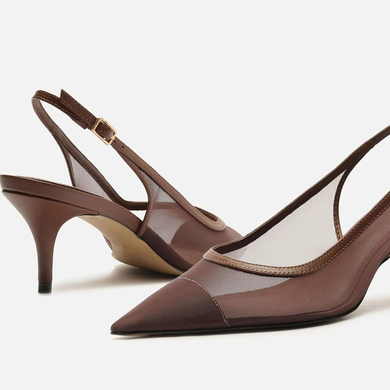 Mesh Kitten Heels for Women Slingback Design with Pointed Toe Breathable and Stylish Elegant Low Heel for Comfort and Sophistication