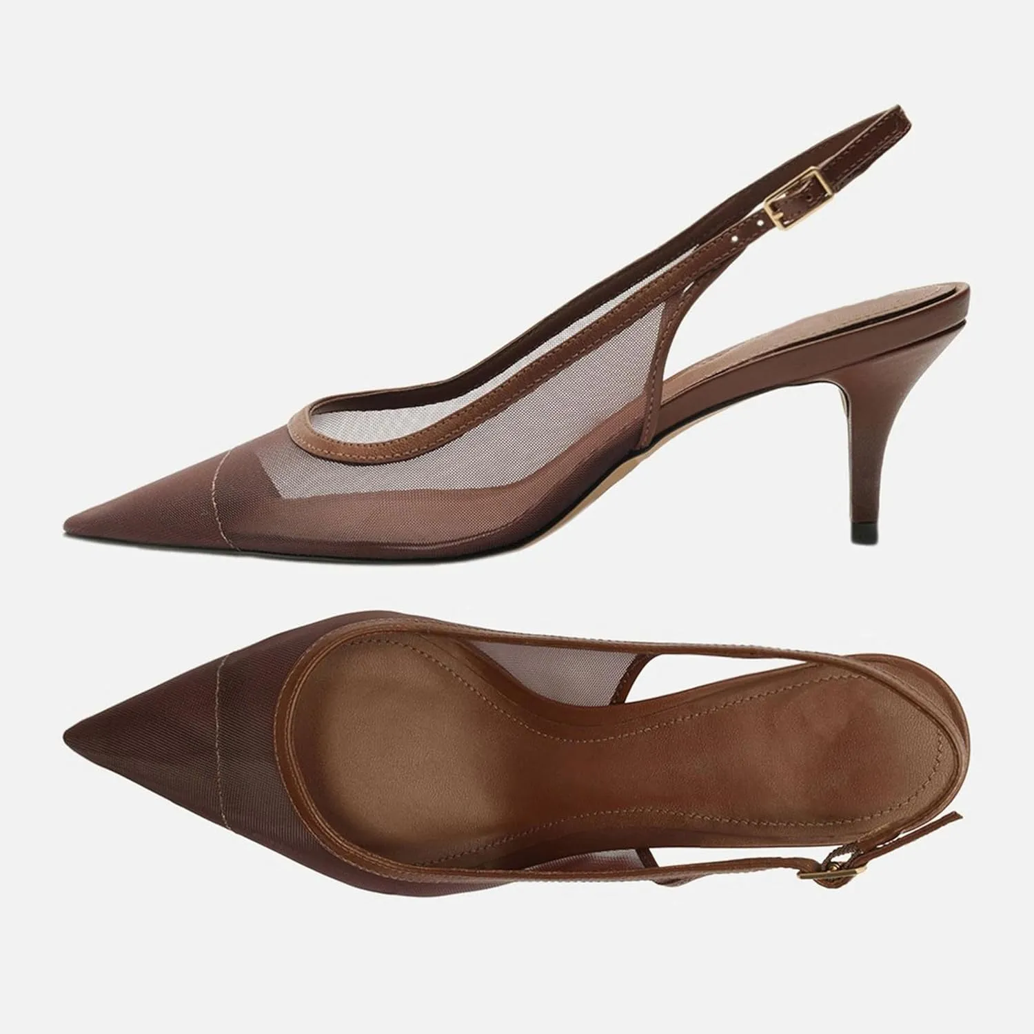 Mesh Kitten Heels for Women Slingback Design with Pointed Toe Breathable and Stylish Elegant Low Heel for Comfort and Sophistication