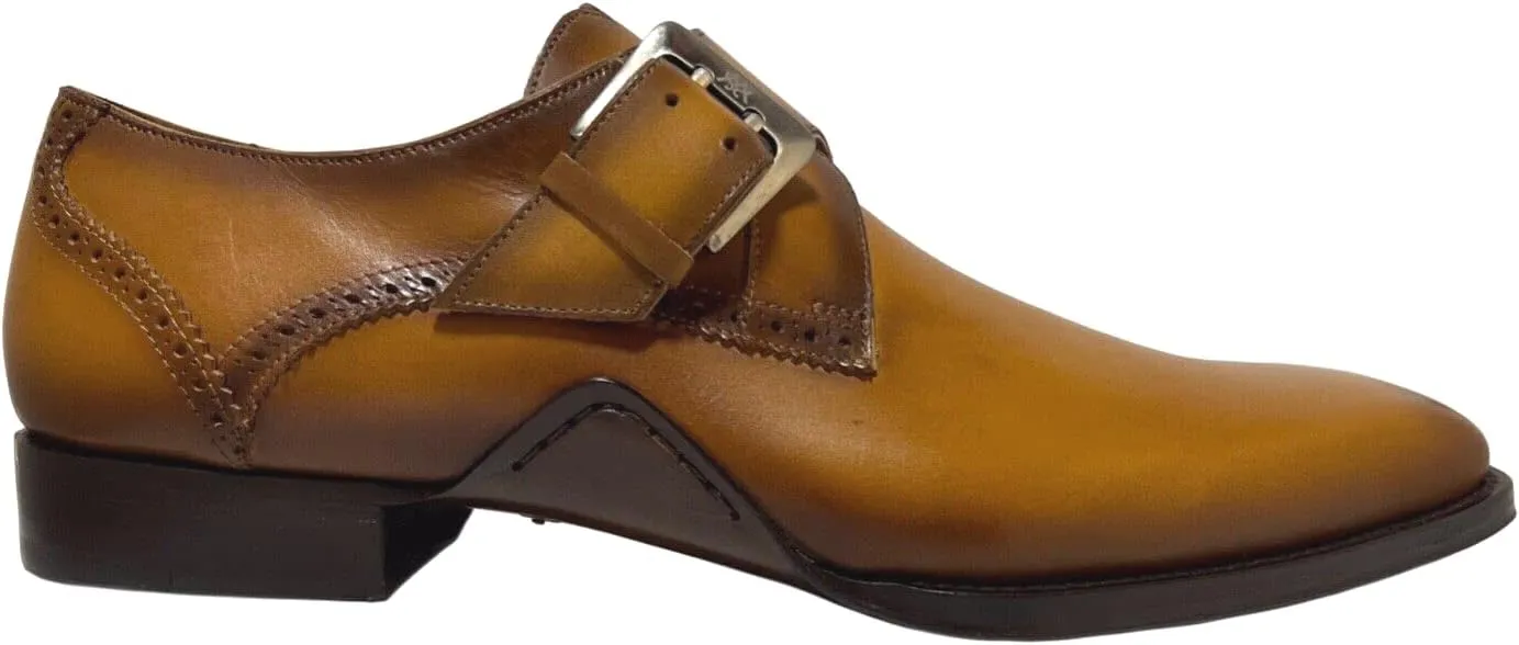 Mezlan Men's Shoes Honey Calf-Skin Leather Monk-Straps Loafers