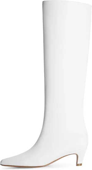 Modatope Knee High Boots Women Square Toe Kitten Heel Tall Boots Womens Fashion Long Boots