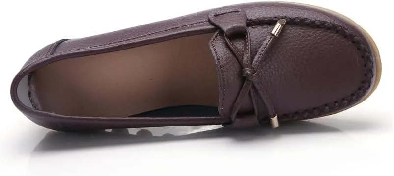 Momuk Women's Penny Loafers Leather Driving Moccasins Slip On Boat Shoes Fashion Comfort Flats