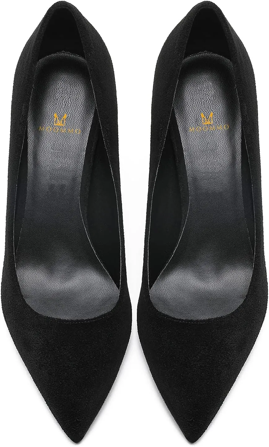MOOMMO Women Classic High Heels Pumps Shoes Pointed Toe Slip On Satin Heels Stiletto Dress Shoes Pointed Closed Toe 3" Kitten Heel Sandals Office Ladies Bridal Wedding Party Formal Basic 4-13 M US