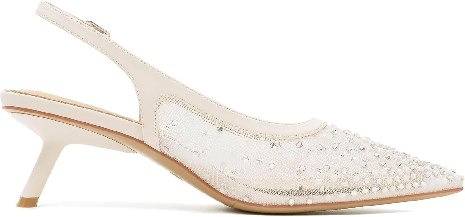 Mostrin Kitten Heels for Women Pointed Toe Pumps Patent Leather Low Heel Slingback Heels with Buckle Dress Shoes for Dating Party Working