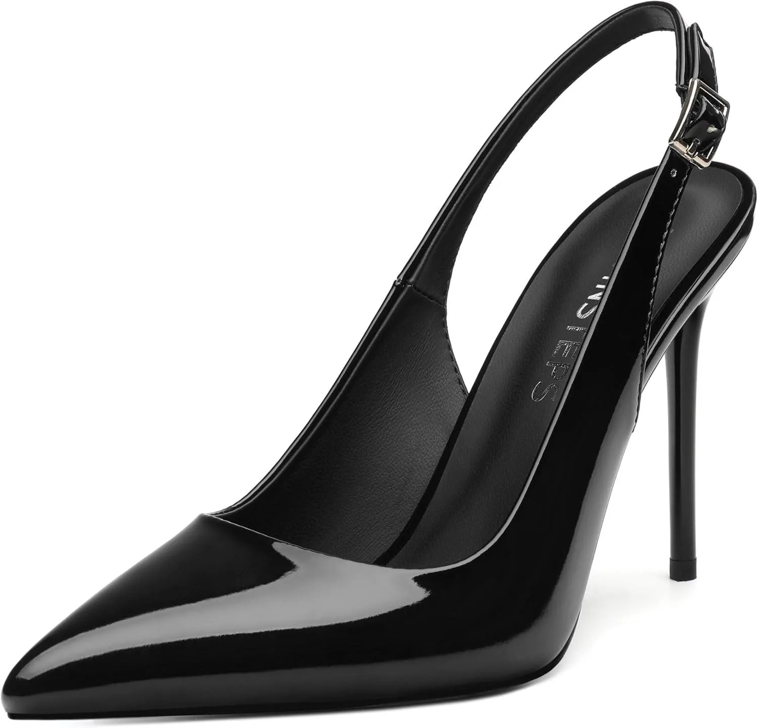 MOVINSTEPS Slingback Heels for Women Pumps Pointed Closed Toe Buckle Sexy Stiletto High Heels Prom Office Work Wedding Fashion Elegant Dressy Shoes 4 Inch