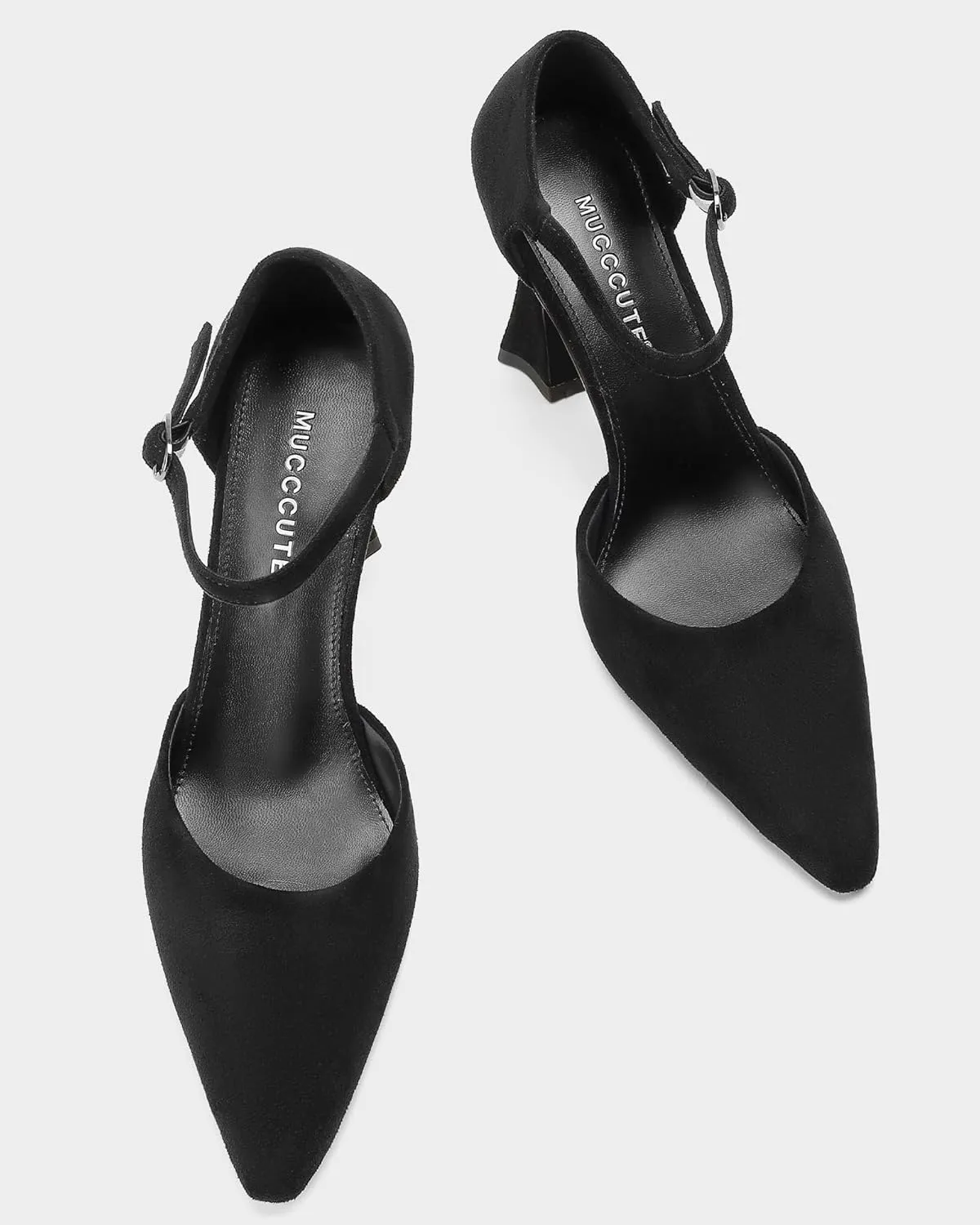 MUCCCUTE Closed Toe Heels for Women Pumps Stiletto High Pointed Toe Heels Sexy Ankle Strap Wedding Dress Shoes