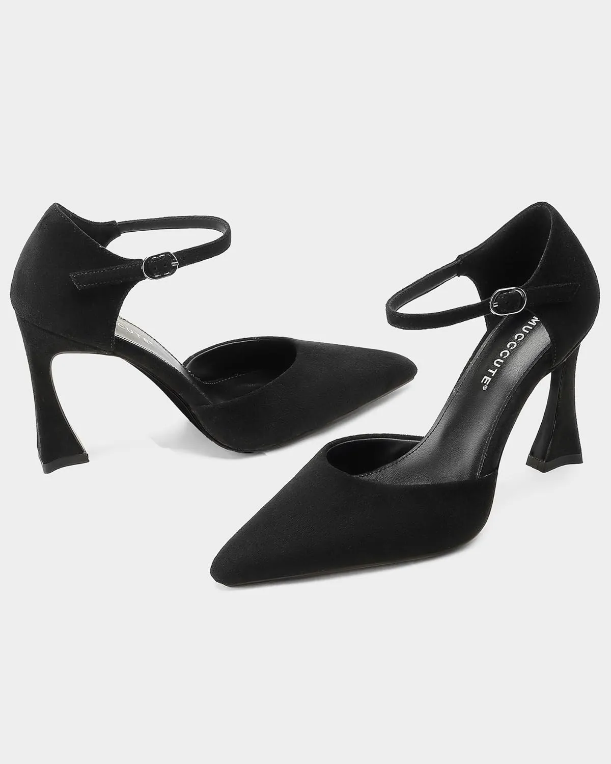 MUCCCUTE Closed Toe Heels for Women Pumps Stiletto High Pointed Toe Heels Sexy Ankle Strap Wedding Dress Shoes