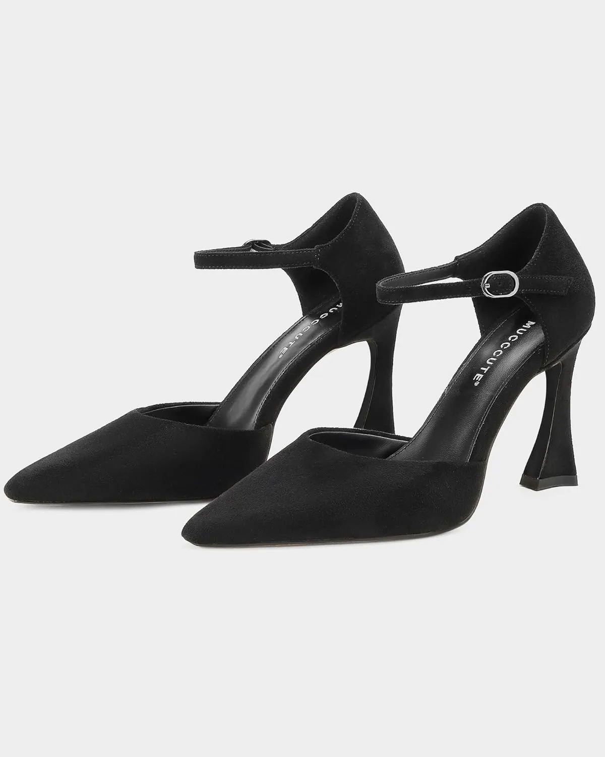 MUCCCUTE Closed Toe Heels for Women Pumps Stiletto High Pointed Toe Heels Sexy Ankle Strap Wedding Dress Shoes