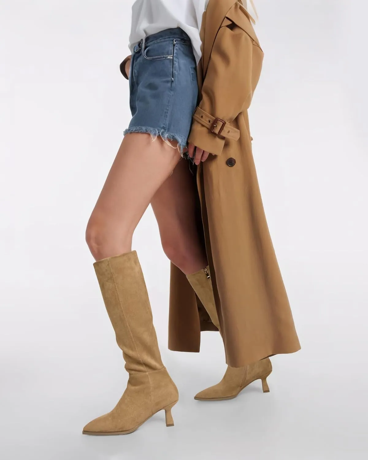 MUCCCUTE Knee High Boots for Women Tall Boots Kitten Heel Pointed Toe Slip On Comfort Fall Long Boots with Side Zipper Sexy Fashion