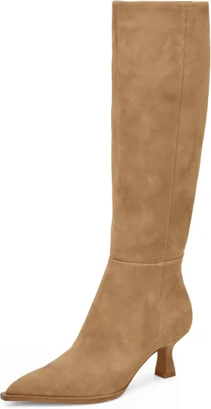 MUCCCUTE Knee High Boots for Women Tall Boots Kitten Heel Pointed Toe Slip On Comfort Fall Long Boots with Side Zipper Sexy Fashion