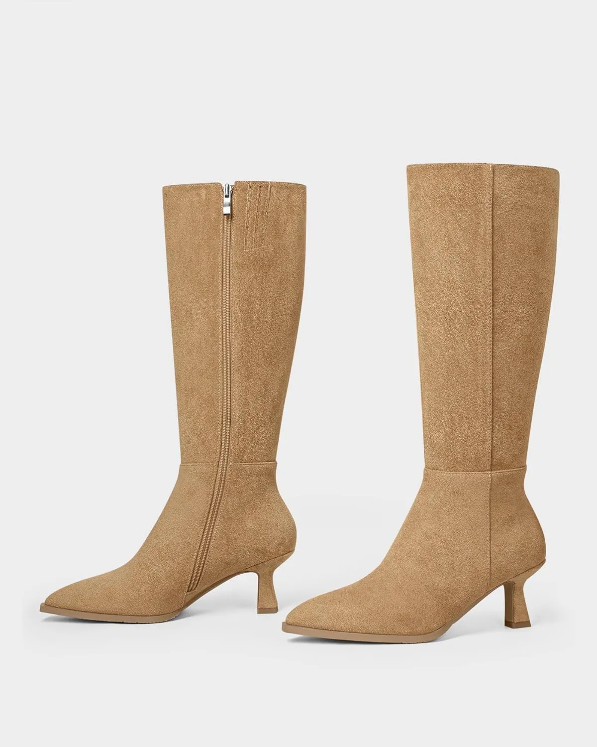 MUCCCUTE Knee High Boots for Women Tall Boots Kitten Heel Pointed Toe Slip On Comfort Fall Long Boots with Side Zipper Sexy Fashion