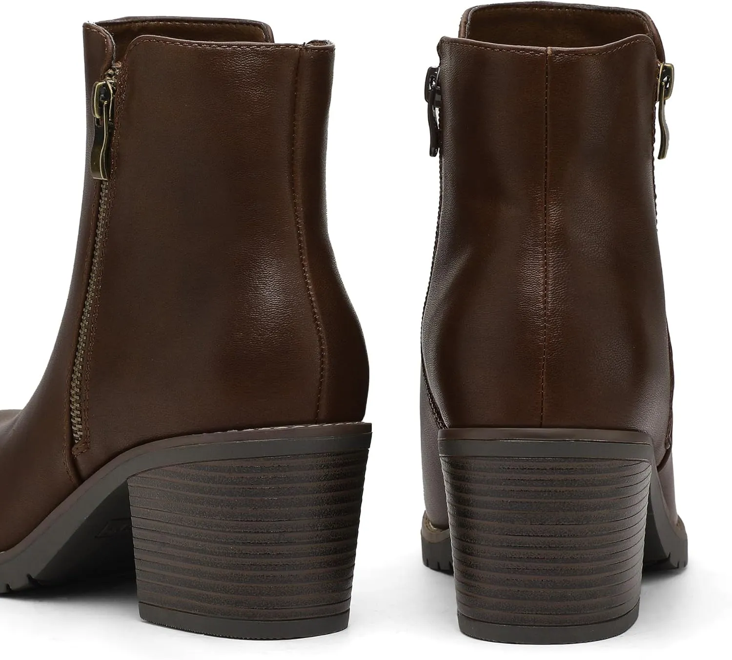 mysoft Women's Ankle Boots Low Chunky Stacked Heel Booties With Side Zipper