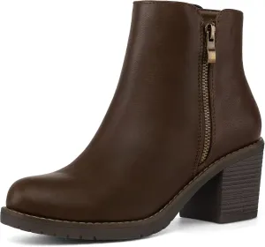 mysoft Women's Ankle Boots Low Chunky Stacked Heel Booties With Side Zipper