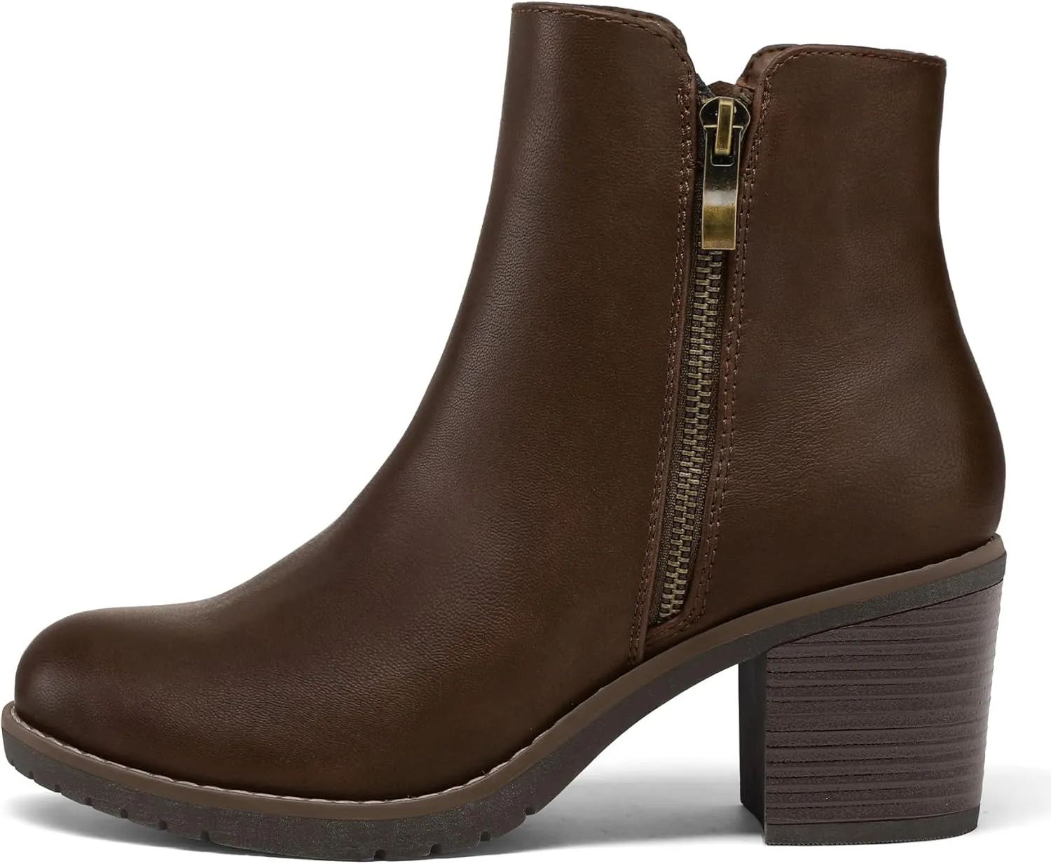 mysoft Women's Ankle Boots Low Chunky Stacked Heel Booties With Side Zipper