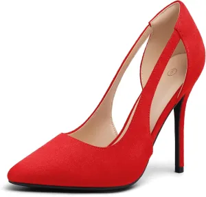 mysoft Women's Stiletto Heels Pumps Closed Toe 4IN Cut Out High Heels Pointed Toe Dress Shoes