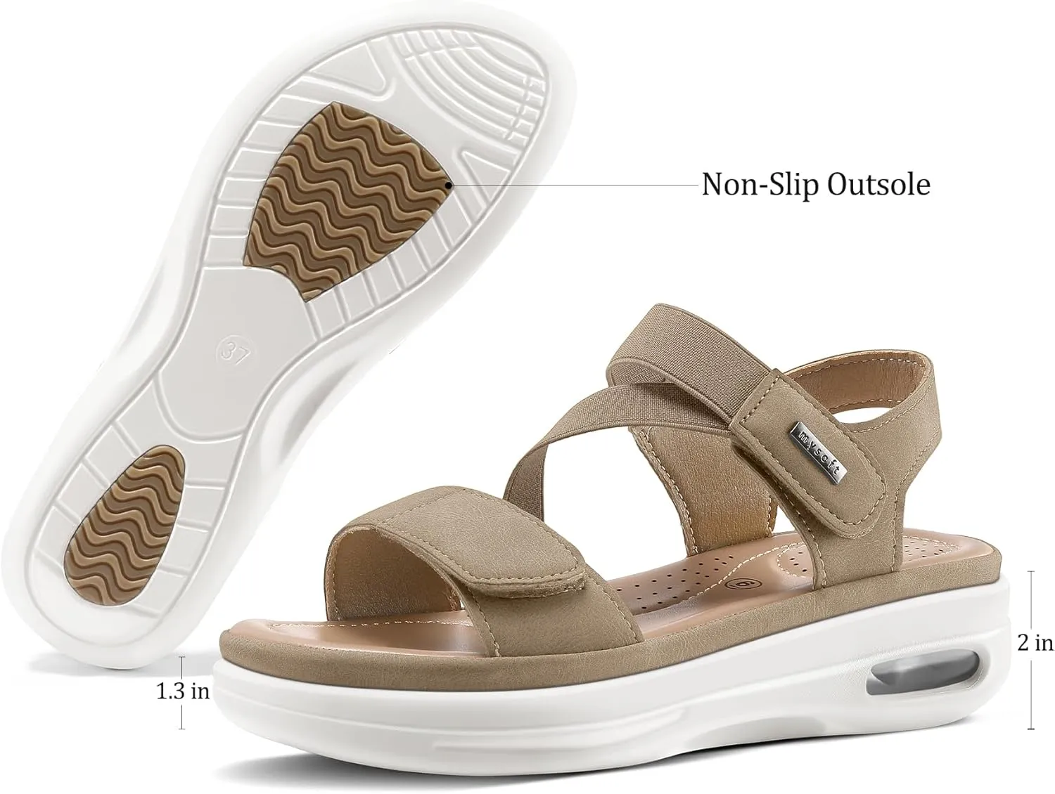 mysoft Women's Summer Walking Sandals Air Cushion Support Platform Ankle Strap Shoes Comfortable Casual Wedge Sandals