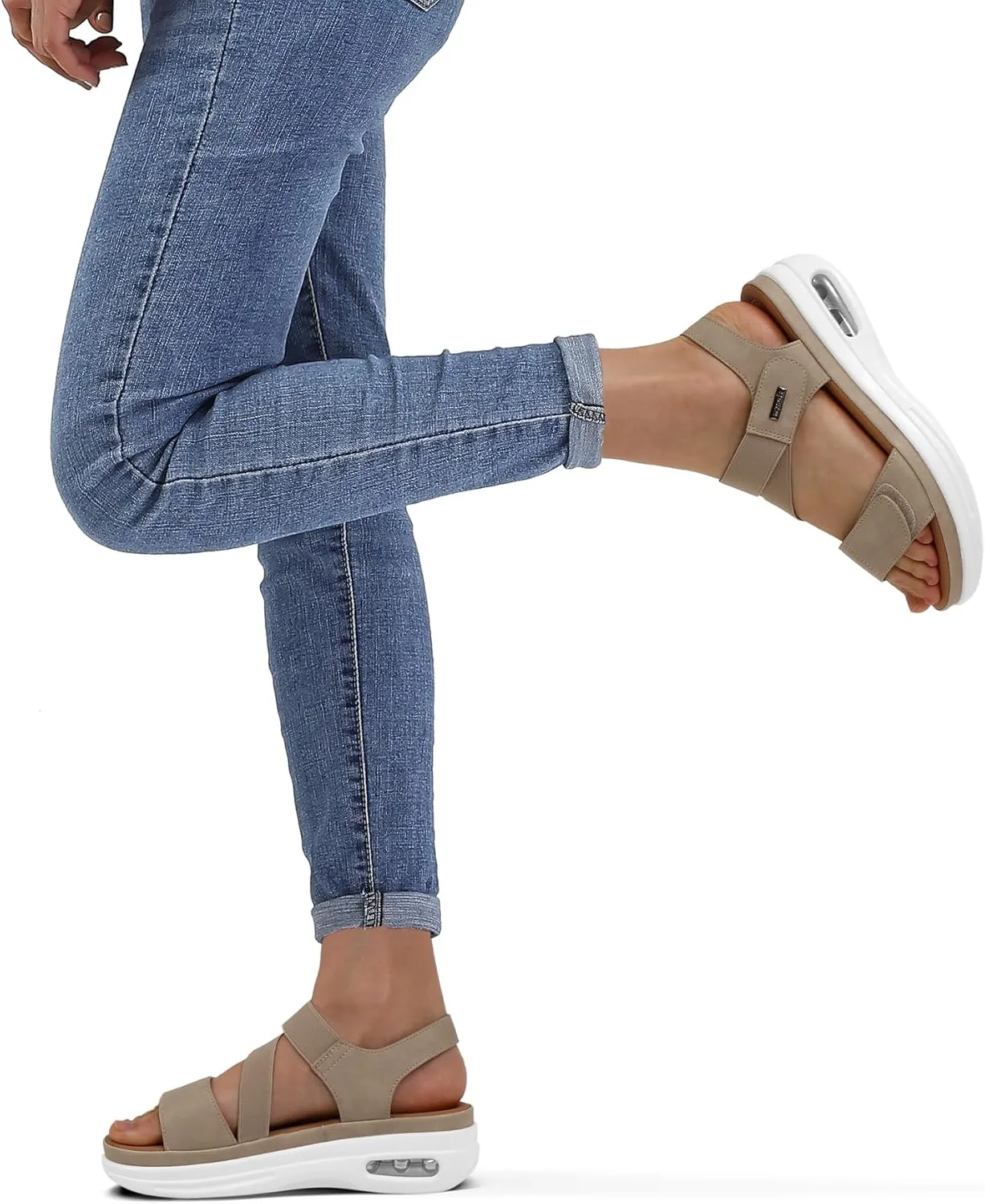 mysoft Women's Summer Walking Sandals Air Cushion Support Platform Ankle Strap Shoes Comfortable Casual Wedge Sandals