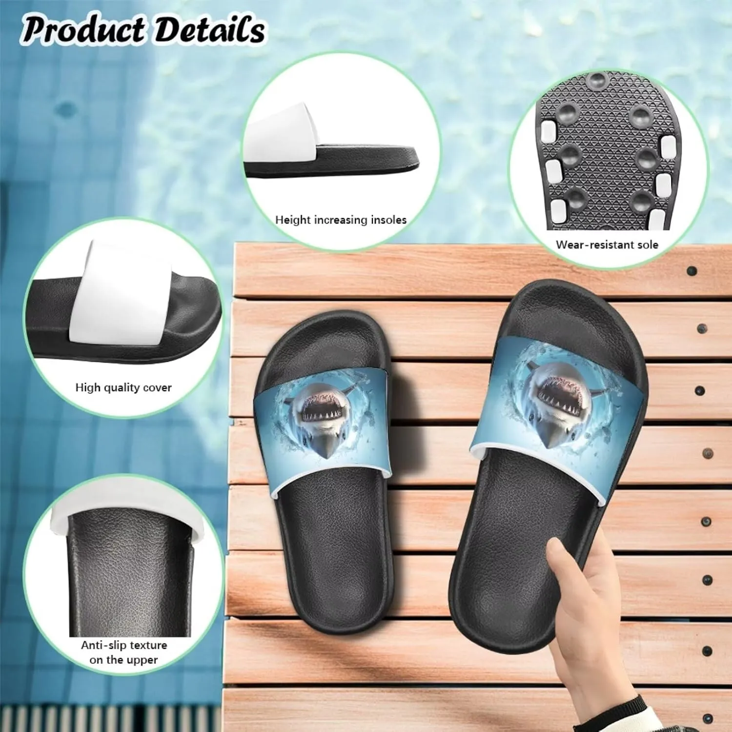 Ocean Animals Slide Sandals for Boys Girsl Cartoon Kids Slides Open Toe Design