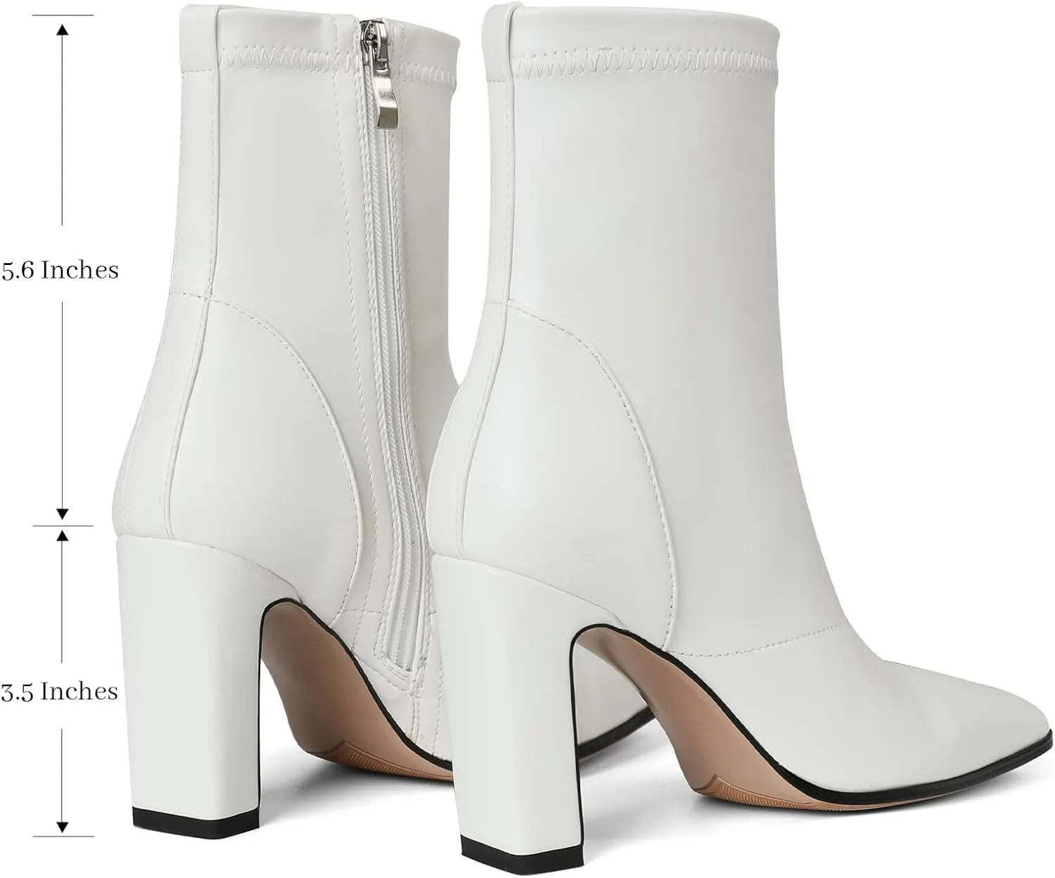 Oiamenne Women's Ankle Boots Square Toe Chunky High Heel Ankle Booties Side Zipper Short Boots