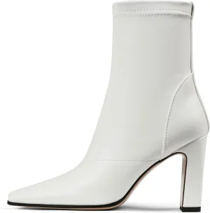Oiamenne Women's Ankle Boots Square Toe Chunky High Heel Ankle Booties Side Zipper Short Boots