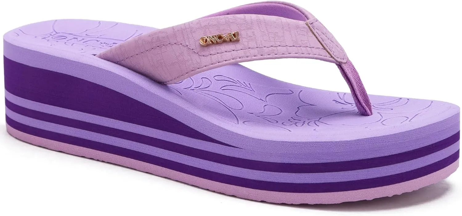 ONCAI Women’s Platform Flip Flops Trendy Dressy Womans Summer Sandals with Comfortable Flatform Arch Support Walking Outdoor Rubber Soles (US Size 5-11)