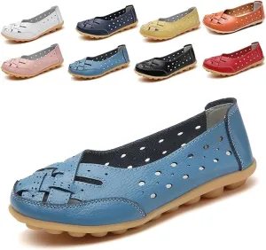 Orthopedic Loafers in Breathable Leather for Women, Women's Flats Comfortable Casual Slip Ons Shoes