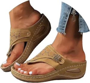 Orthopedic Sandals for Women 2025 Comfortable Wedge Slip On Beach Sandals Dressy Summer Casual Flats Flip Flops Ladies Outdoor Slides Slippers Shoes