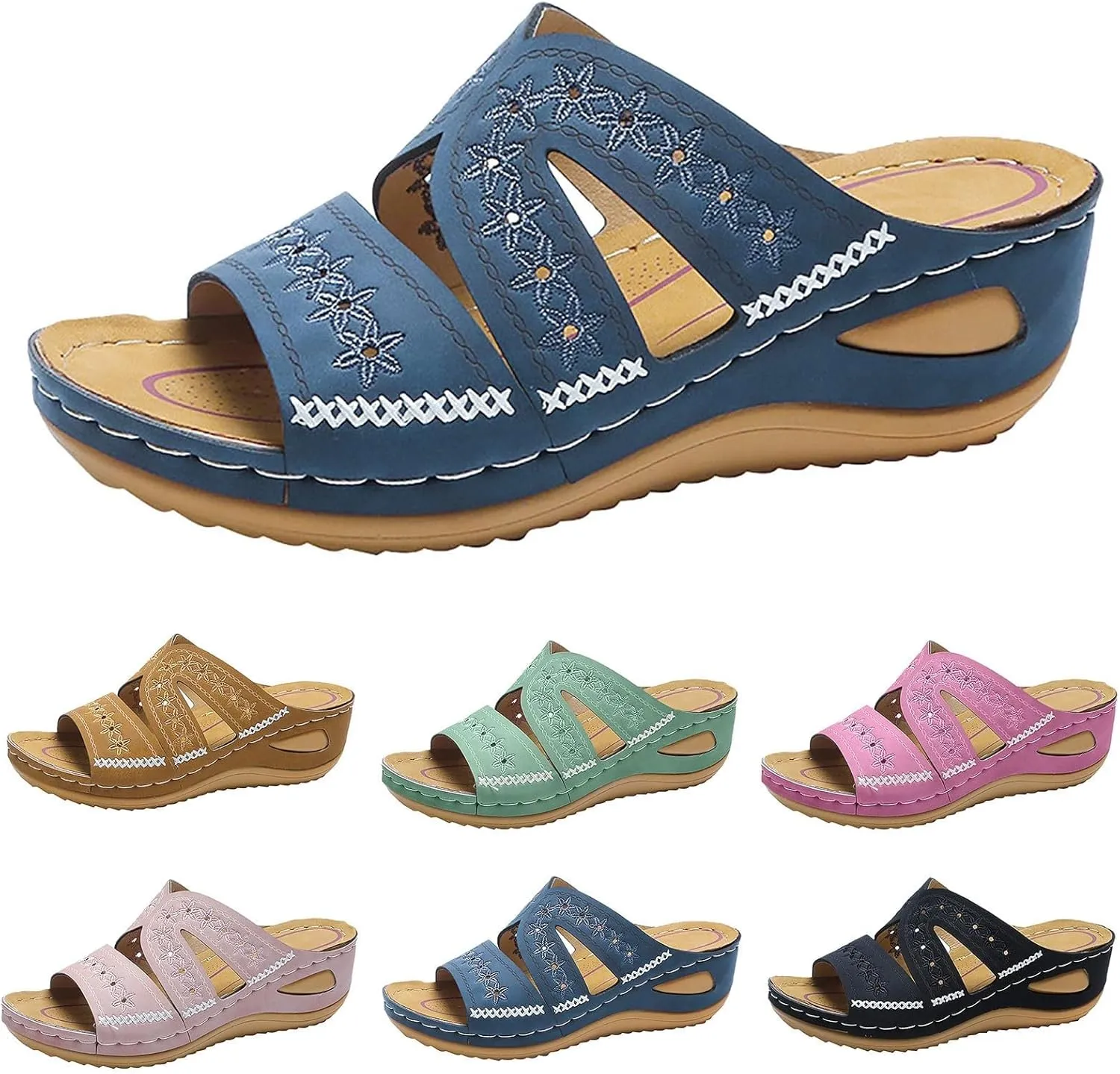 Orthopedic Wedge Sandals for Women 2025 Comfortable Dressy Summer Open Toe Platform Sandals Casual Slip on Beach Flats Outdoor flip Flops Shoes